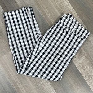 Loft Outlet Original Ankle Pants Womens 2 Gingham Check Black White Twill Casual